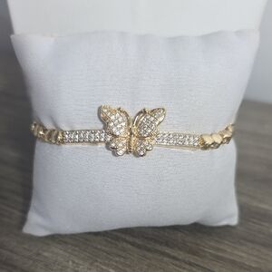 14k Gold Plated Butterfly Cubic Zirconia Bracelet - Women's Jewelry